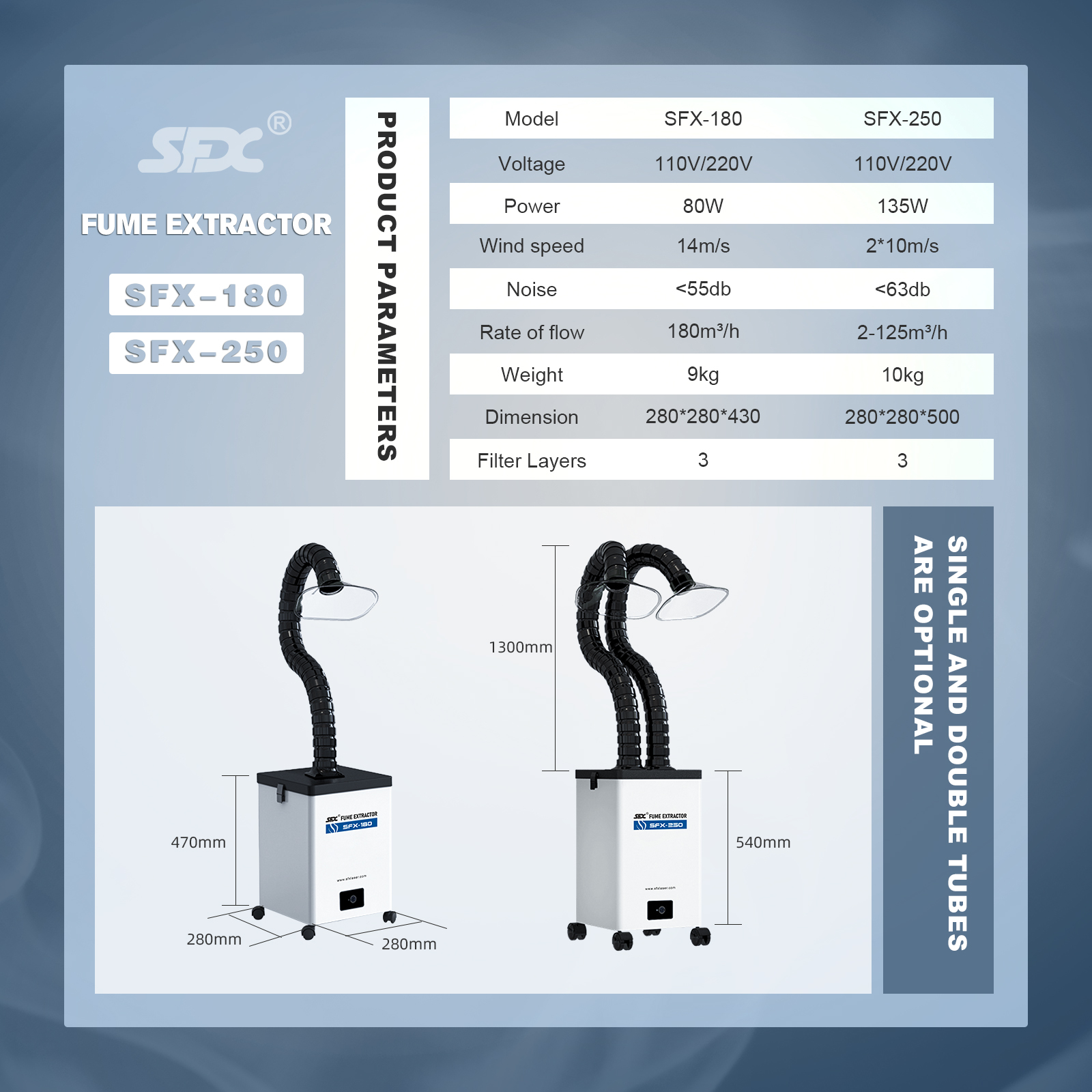 SFX 80W/135W Fume Extractor with 3 Stage Filters Strong Suction Smoke Purifiers